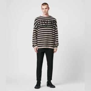 ALLSAINTS Rivven Logo Striped Sweater In Ecru/black
